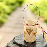 Image 1 of Wildflower Rustic Heart Candle Holder - Small Jar - 202504