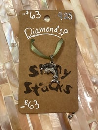 Image 3 of Diamond Double Dolphin Sterling Charm