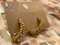 Image 1 of Goldtoned Bubbly Hoop Stud Earrings