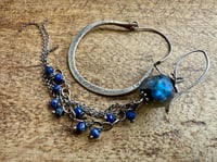 Image 1 of 'Dear Janis'...Asymmetrical Basha bead and sterling silver hoop earrings 