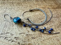 Image 3 of 'Dear Janis'...Asymmetrical Basha bead and sterling silver hoop earrings 