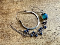 Image 4 of 'Dear Janis'...Asymmetrical Basha bead and sterling silver hoop earrings 