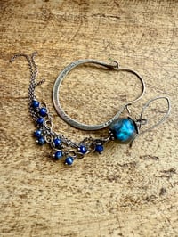 Image 5 of 'Dear Janis'...Asymmetrical Basha bead and sterling silver hoop earrings 