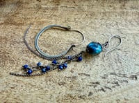 Image 7 of 'Dear Janis'...Asymmetrical Basha bead and sterling silver hoop earrings 