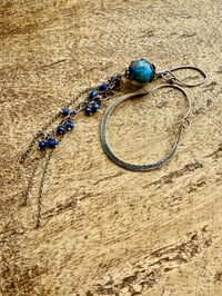 Image 2 of 'Dear Janis'...Asymmetrical Basha bead and sterling silver hoop earrings 