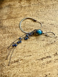 Image 15 of 'Dear Janis'...Asymmetrical Basha bead and sterling silver hoop earrings 