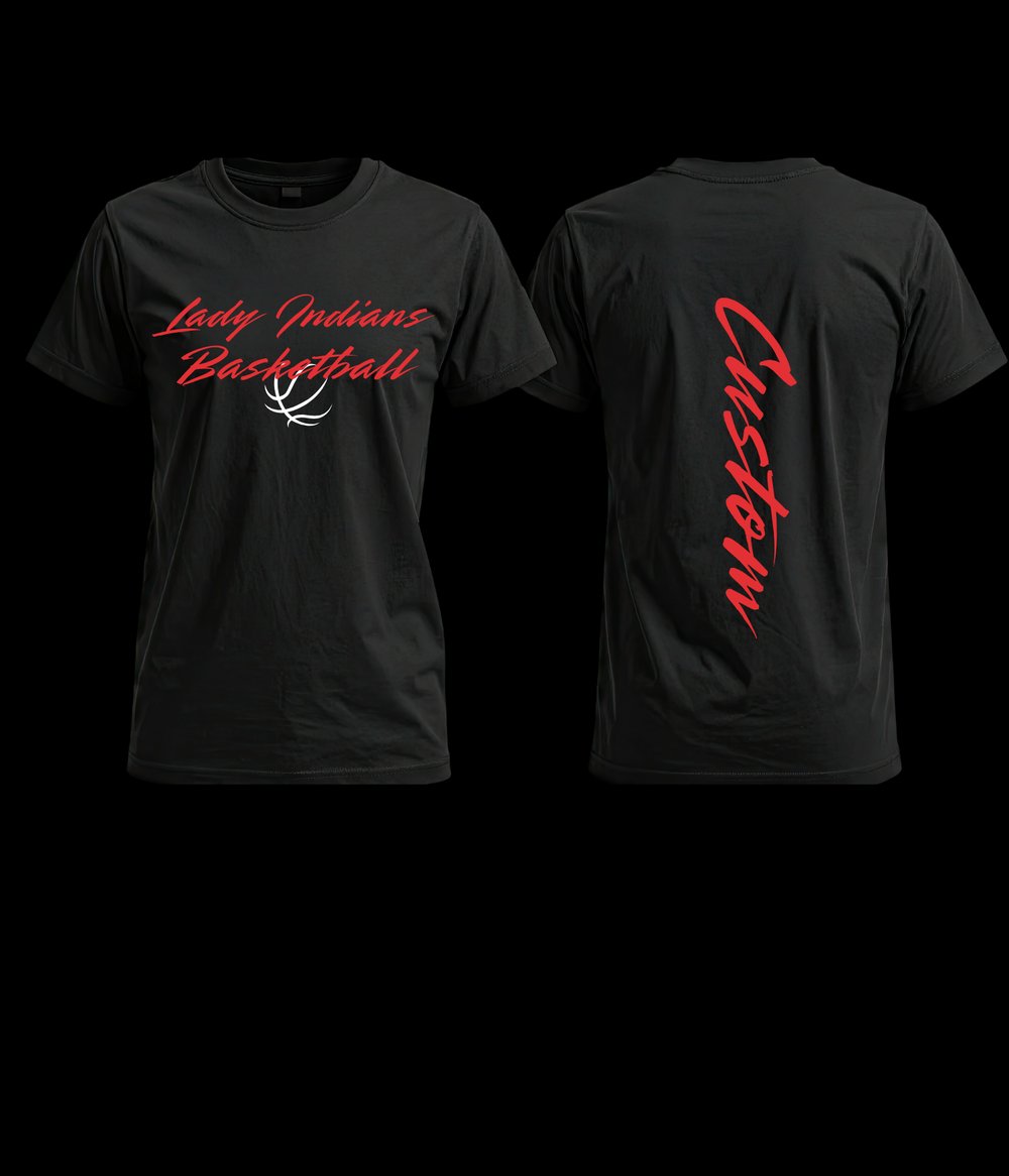 Image of Customized lady Indians Basketball Spine Tee