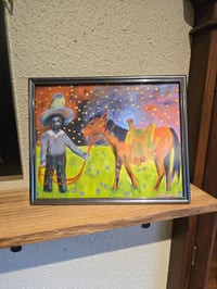 Image 2 of Cowboy Under a Stary Night Framed Print