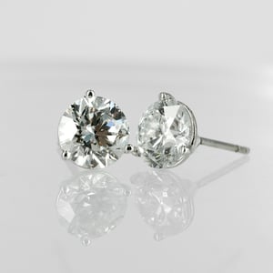Image of 14ct White Gold Lab Diamond Stud Earrings. 2 = 3ct EVVS2 XXX Total Weight. TP7