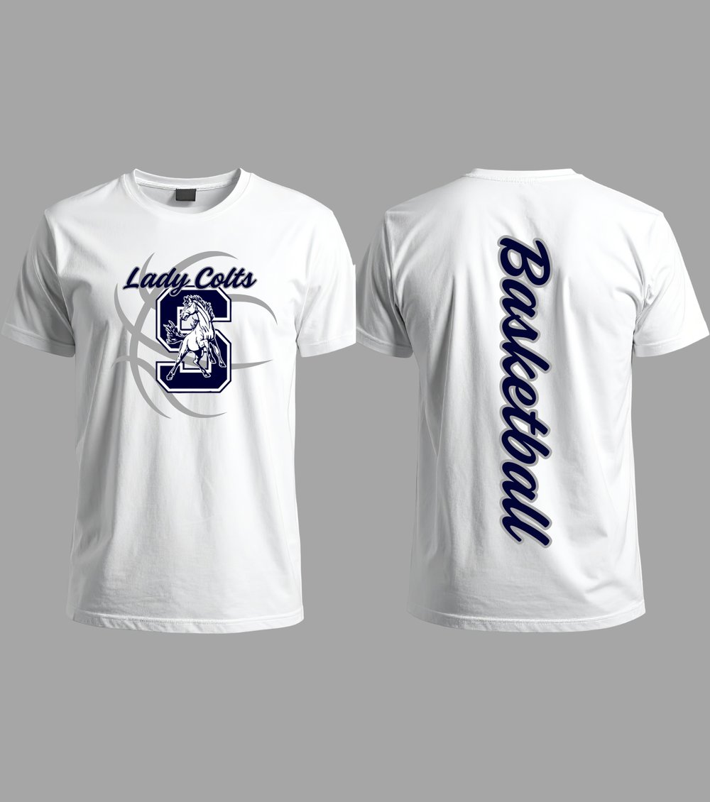 Image of Lady Colts Basketball Spine Tee