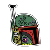 Boba Fett Mask Calavera Mini Vinyl Sticker