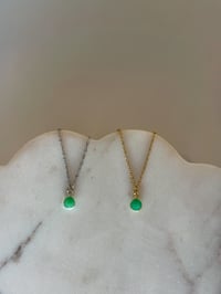 Image 1 of Bright Green Chrysoprase Necklace (Silver or Gold)