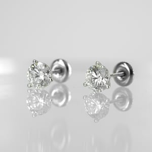 Image of 14ct White Gold Diamond Stud Earrings. 2 Lab Grown Diamonds = 2ct EVS1 XXX Total Weight. TP1