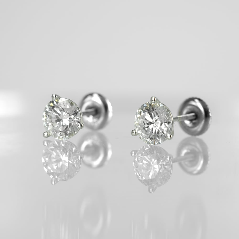 Image of 14ct White Gold Diamond Stud Earrings. 2 Lab Grown Diamonds = 2ct EVS1 XXX Total Weight. TP1