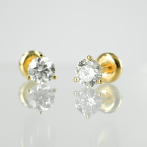 Image of  14ct Yellow Gold Diamond Stud Earrings. 2 Lab Grown Diamonds = 1.20ct DVS1 XXX Total Weight. TP3