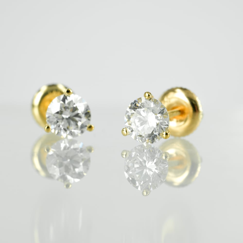 Image of  14ct Yellow Gold Diamond Stud Earrings. 2 Lab Grown Diamonds = 1.20ct DVS1 XXX Total Weight. TP3