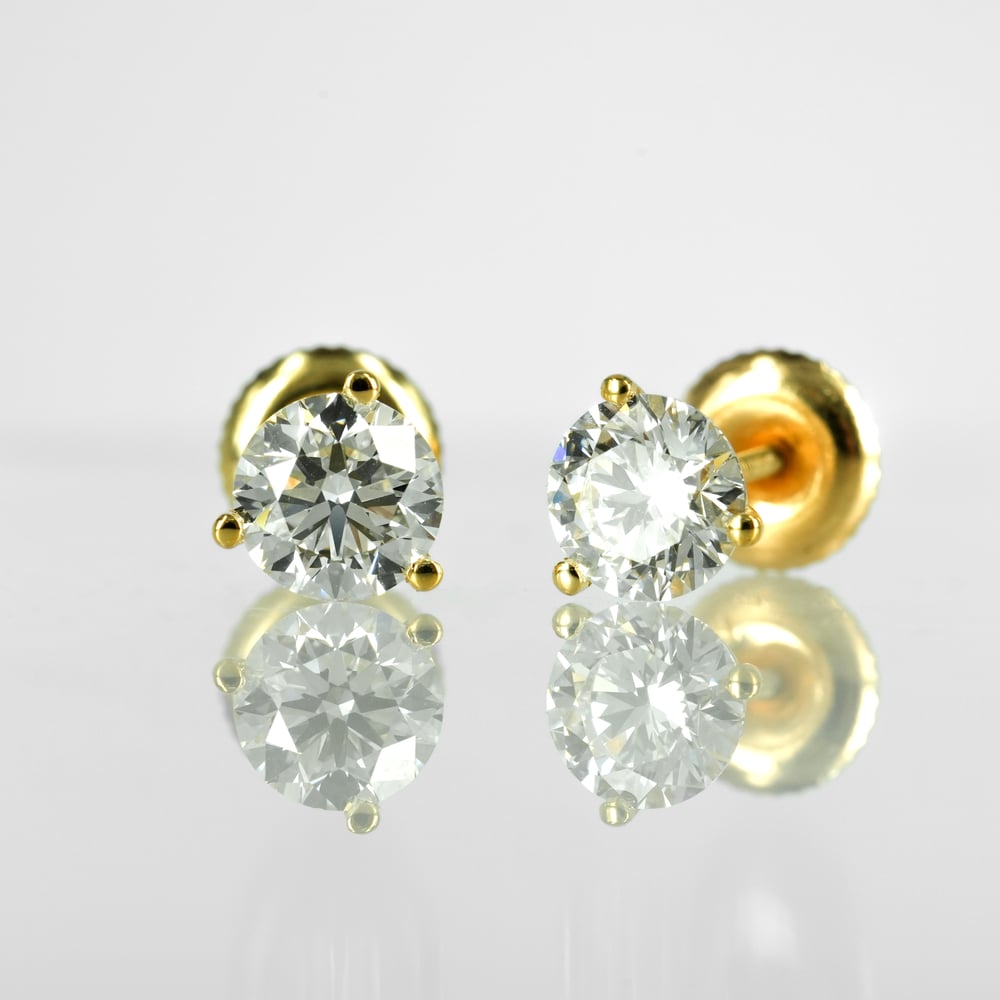 Image of  14ct Yellow Gold Diamond Stud Earrings. 2 Lab Grown Diamonds = 1.20ct DVS1 XXX Total Weight. TP3