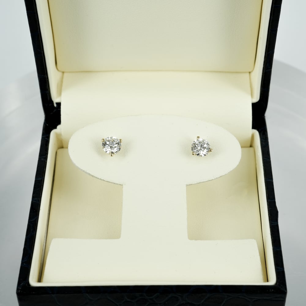 Image of  14ct Yellow Gold Diamond Stud Earrings. 2 Lab Grown Diamonds = 1.20ct DVS1 XXX Total Weight. TP3