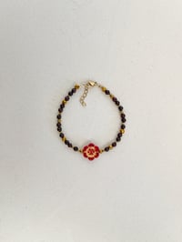 Image 2 of Bracelet PEONIE // Fleur rouge et Grenat 