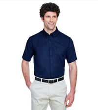 Image 4 of Embroidered Logo Men's Optimum Short-Sleeve Twill Shirt - 88194