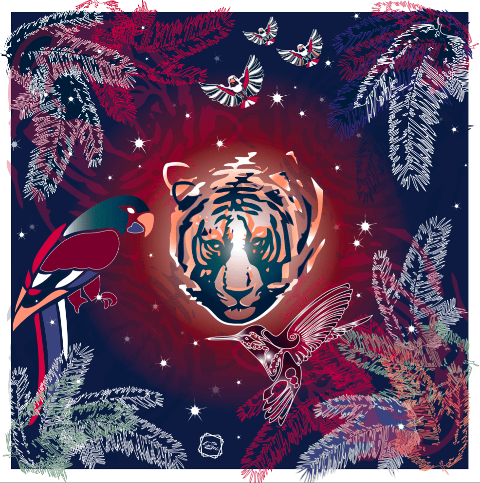 Image of NUIT ÉTOILÉE, Le carré en soie XXL (135/135cm)