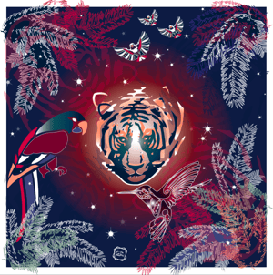 Image of NUIT ÉTOILÉE, Le carré en soie XXL (135/135cm)