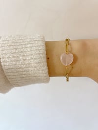 Image 1 of Bracelet Cœur // Quartz Rose    