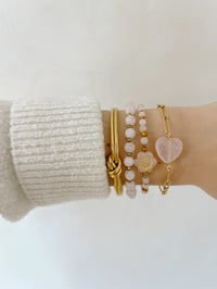 Image 2 of Bracelet Cœur // Quartz Rose    
