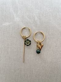 Image 2 of Ensemble 4 charms PEONIE vert foncé  