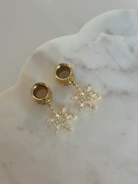 Image 2 of Smoky White Snowflake Dangles (Gold)