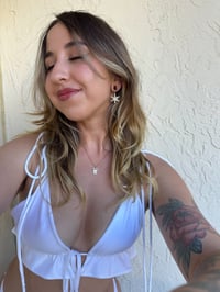 Image 6 of Smoky White Snowflake Dangles (Gold)