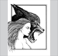 Tara and the Beast original pen and ink art