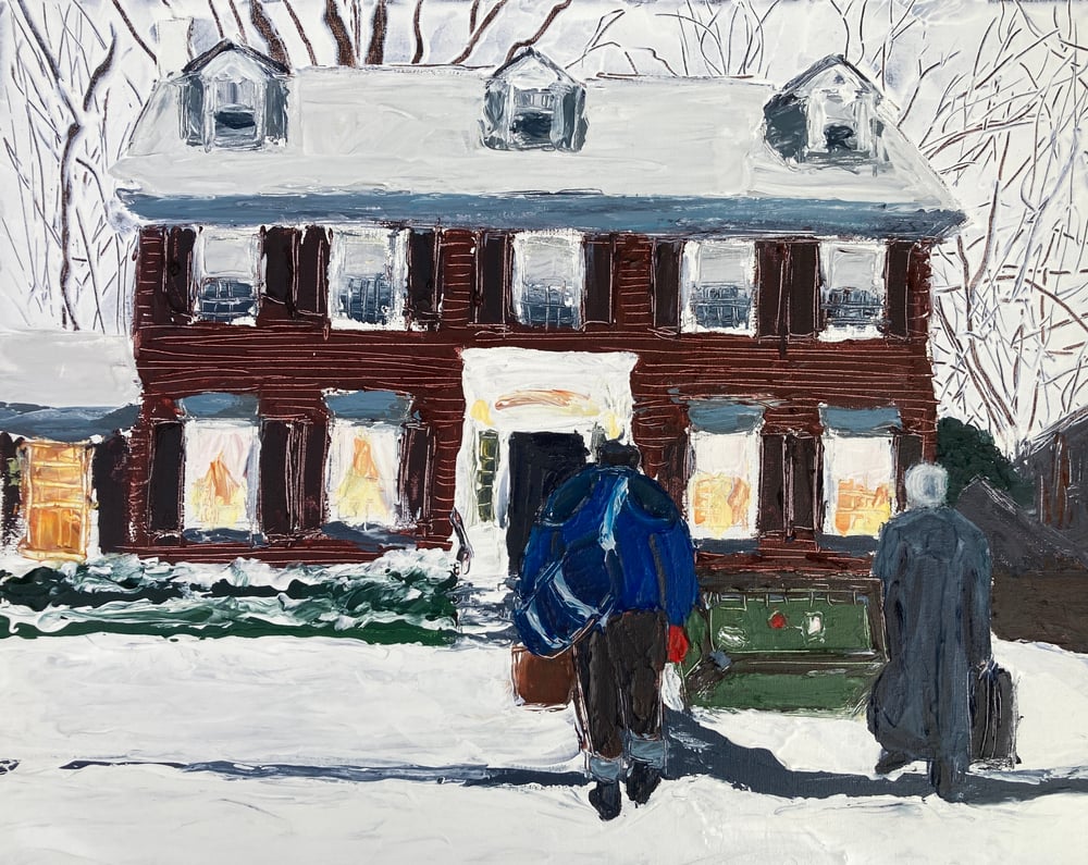 Image of Neal and Del return home for thanksgiving (original on canvas)