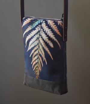 Image of Fern, crossbody velvet and waxed canvas phone bag
