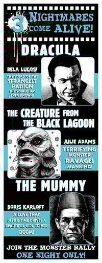 Nightmares Come Alive Triple Feature 14x36 Print