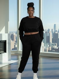 Curvy Cropped DIVA Set - Black 