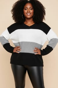 Cozy Colorblock DIVA Sweater - Black 