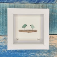 Pair of seaglass birds 