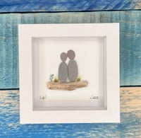 Pebble couple & seaglass bird 