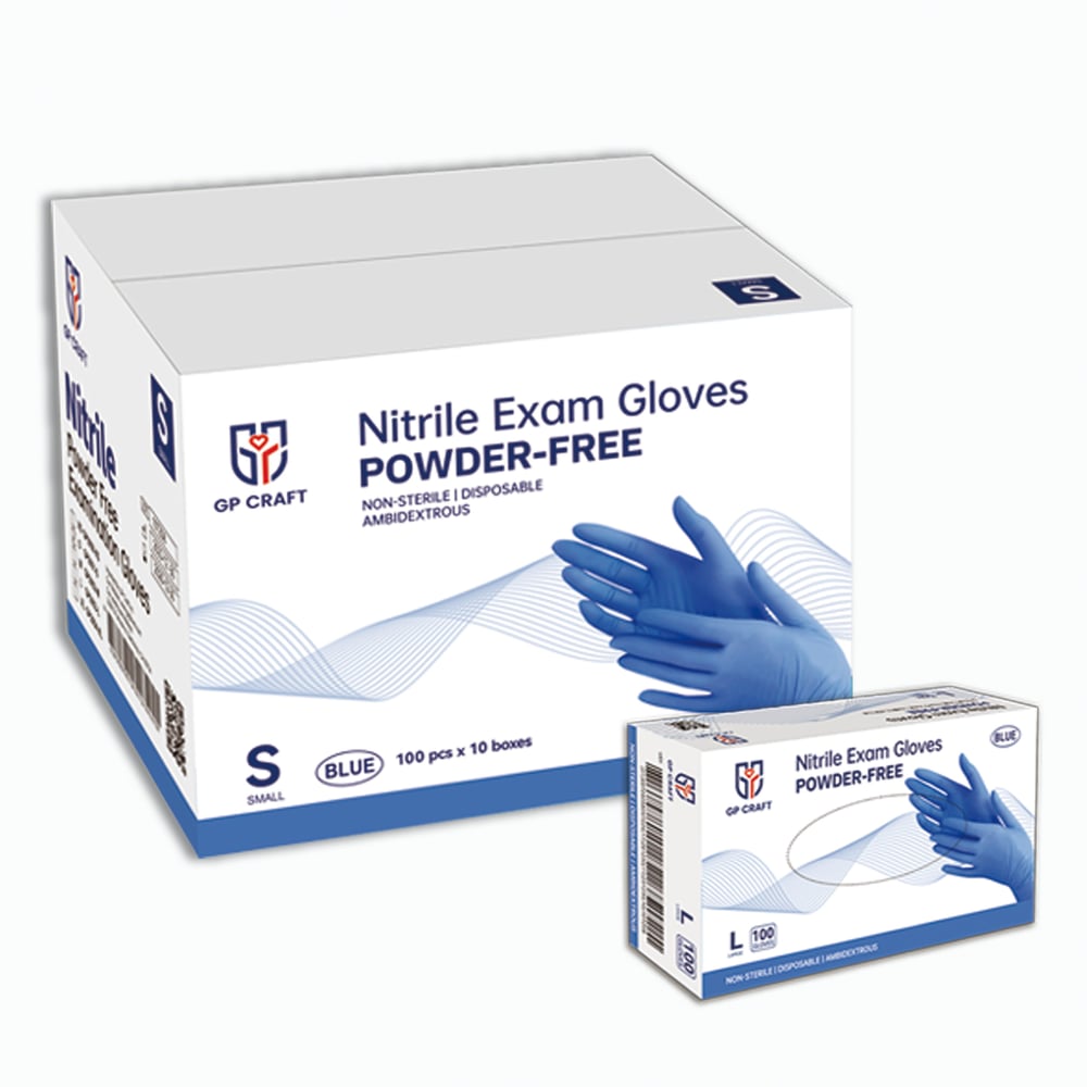 Image of GP32-3.5mil Medical Grade Blue Nitrile Gloves (1 Case, 1000 Gloves)
