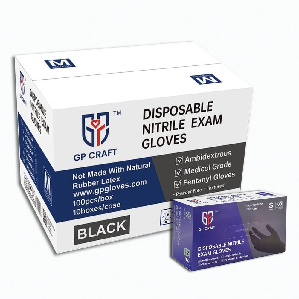 Image of GP51-6mil Chemo Grade Fentanyl Resistant Black Nitrile Gloves (1 Case, 1000 Gloves)
