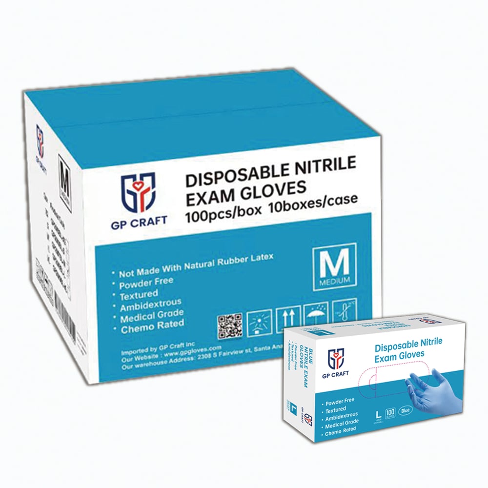 Image of GP40-4mil Disposable Blue Nitrile Gloves (1 Case, 1000 Gloves)