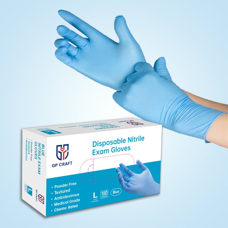 Image of GP40-4mil Disposable Blue Nitrile Gloves (1 Case, 1000 Gloves)