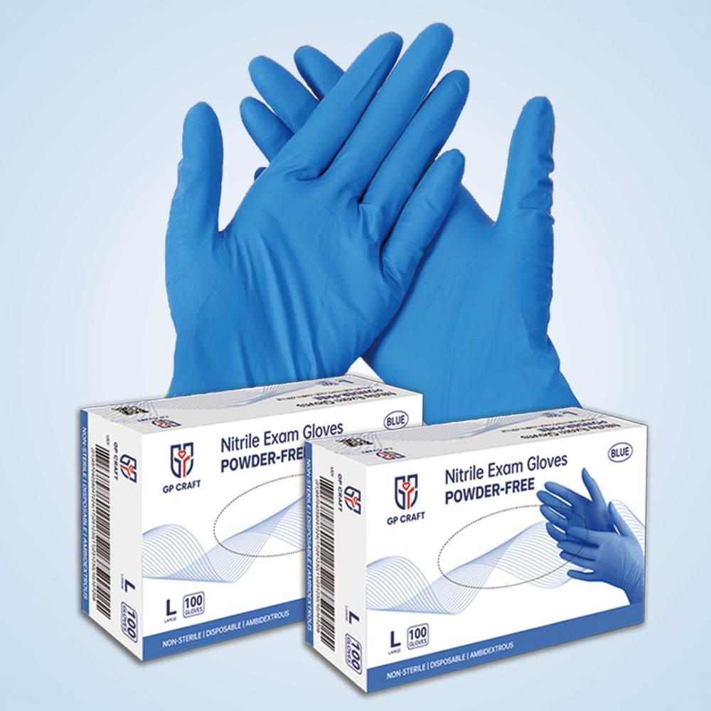 Image of GP32-3.5mil Medical Grade Blue Nitrile Gloves (1 Case, 1000 Gloves)