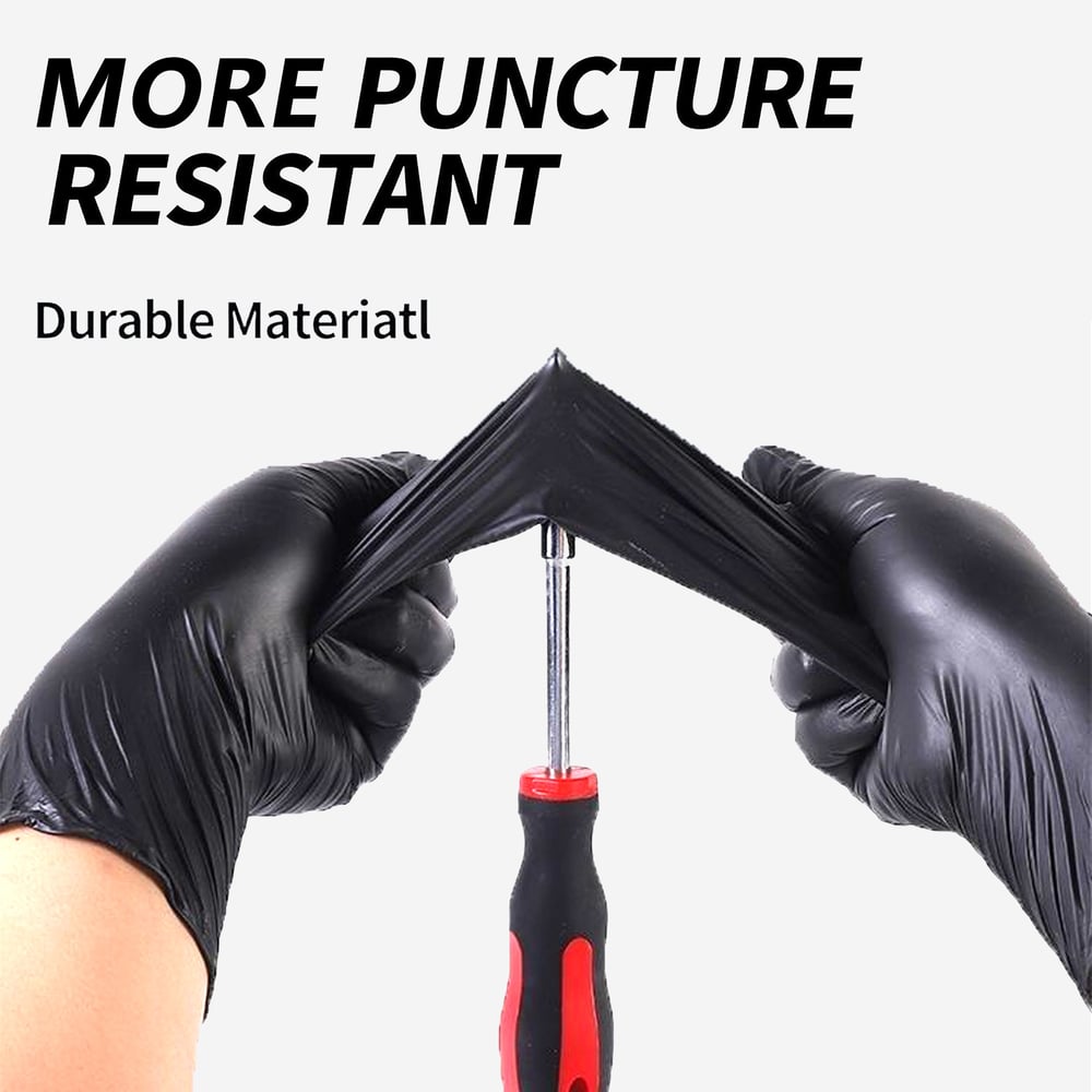 Image of GP50-5mil Disposable Black Nitrile Gloves (1 Case, 1000 Gloves)