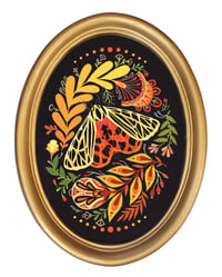 Image 1 of Moth to Flame in gold oval frame