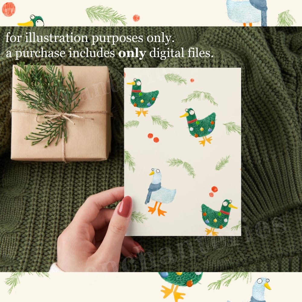 Image of Christmas Goose and Duck Repeating Pattern