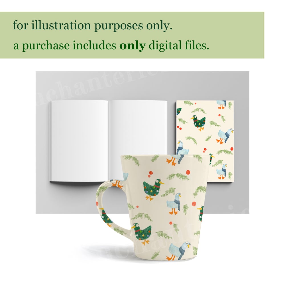 Image of Christmas Goose and Duck Repeating Pattern