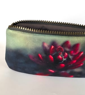Image of Red flower, printed velvet zipper bag