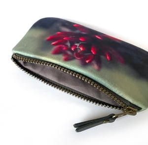 Image of Red flower, printed velvet zipper bag